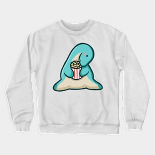 Long neck dino eating popcorn, Dinosaur, Dino Crewneck Sweatshirt